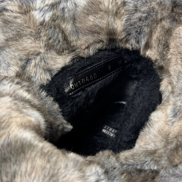 Stuart Weitzman Luge Bootie SZ 9 Fur Lined Lace Up Black Suede Winter Flat Warm - Picture 10 of 14